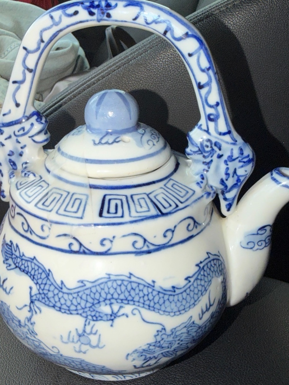 Blue and White Dragon Ceramic Teapot – Classic Porcelain Accent